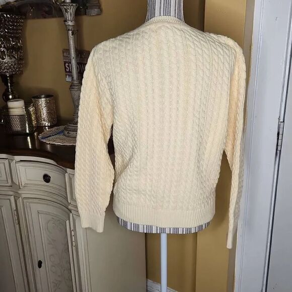 Appleseed's cable knit yellow sweater women's size M - Picture 4 of 4